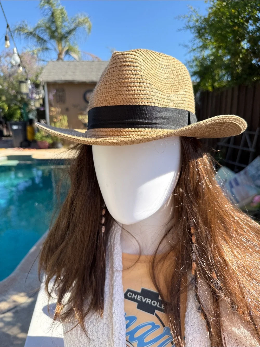 SPF Bolero Woven Straw Sun Hat with Black Band